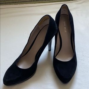 Nine West black suede heels